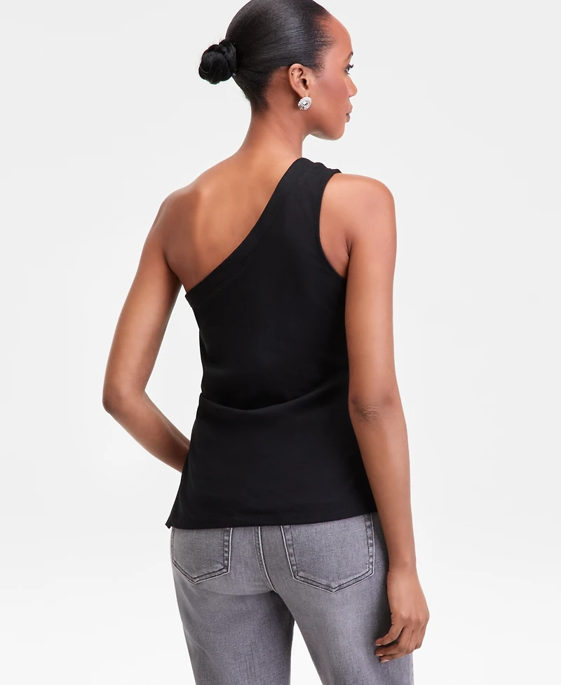 I.n.c. International Concepts Petite Cotton One-Shoulder Asymmetric Tank Top, Macy's Exclusive