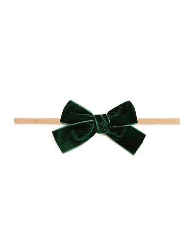 Sweet Wink Baby Girl's Emerald Green Velvet Bow Christmas Baby Headband
