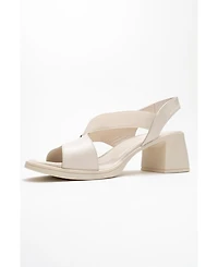 Forever & Always Shoes Crina Elasticated Leather Chunky Heel Sandal (Women)