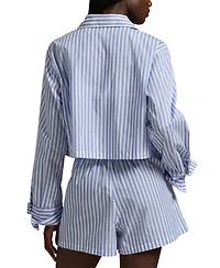 Polo Ralph Lauren Women's 2-Piece Cropped Shirt and Boxer Shorts Pajama Set