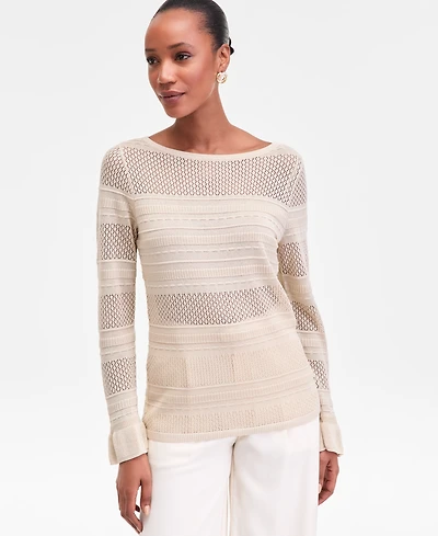 I.n.c. International Concepts Women's Ruffled Pointelle Sweater, Macy's Exclusive