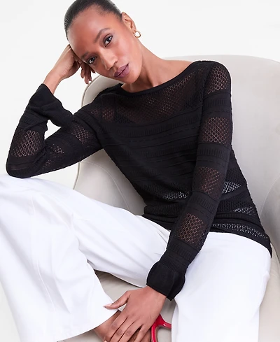 I.n.c. International Concepts Women's Ruffled Pointelle Sweater, Macy's Exclusive