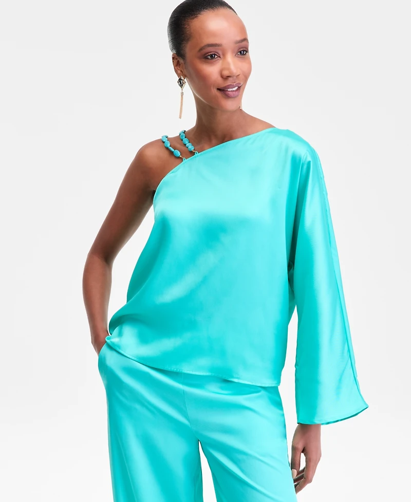 I.n.c. International Concepts Women's Asymmetric Beaded-Strap Top, Exclusively at Macy's