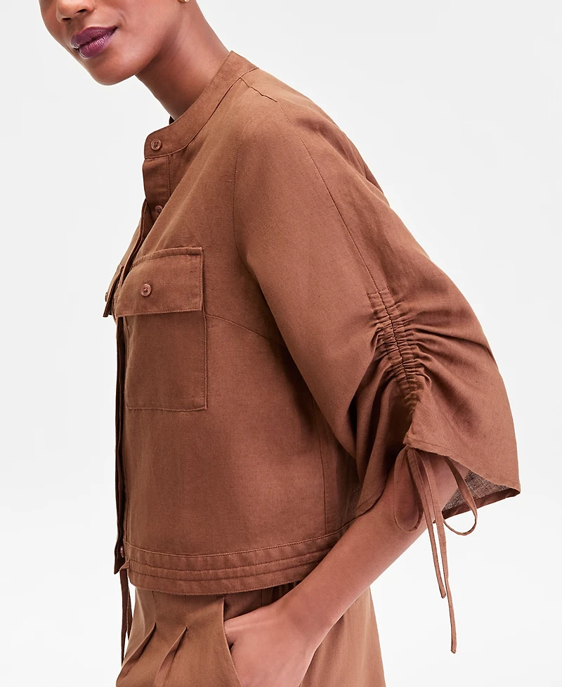 I.n.c. International Concepts Women's Tie-Sleeve Chambray Tie-Waist Blouse, Macy's Exclusive