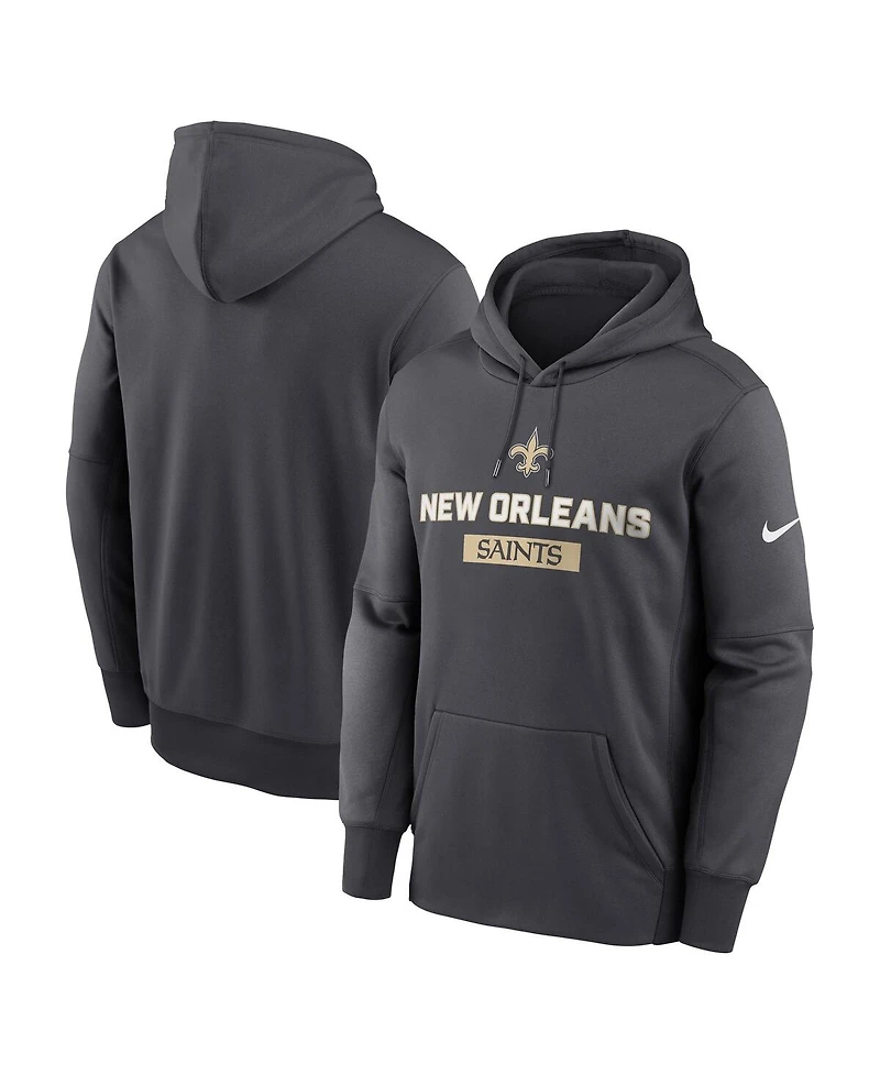 Nike Men's Anthracite New Orleans Saints Toss Sweep Performance Pullover Hoodie