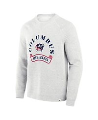 Fanatics Men's Heather Gray Columbus Blue Jackets Banner Fleece Raglan Pullover Sweatshirt
