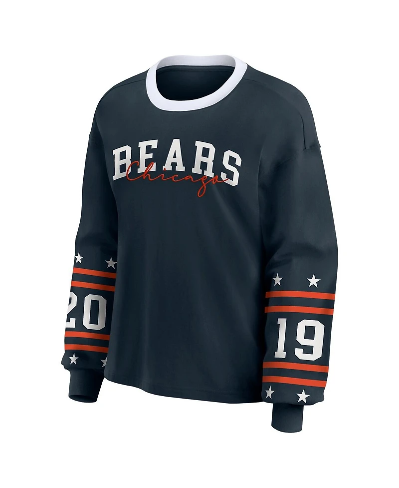 Wear by Erin Andrews Women's Navy Chicago Bears Sport Long-Sleeve T-Shirt