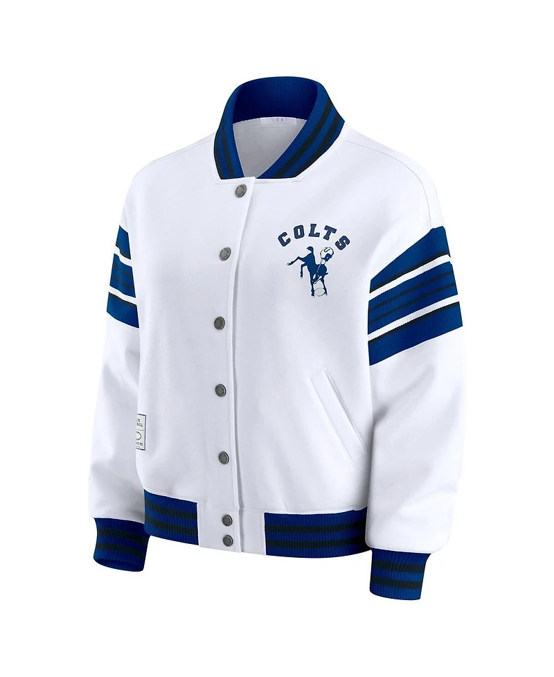 Wear by Erin Andrews Women's White Indianapolis Colts Full-Snap Fleece Sweatshirt Jacket