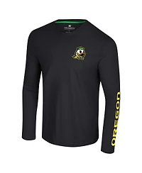 Colosseum Men's Black Oregon Ducks Logo Lockup 3-Hit Active Blend Long Sleeve T-Shirt