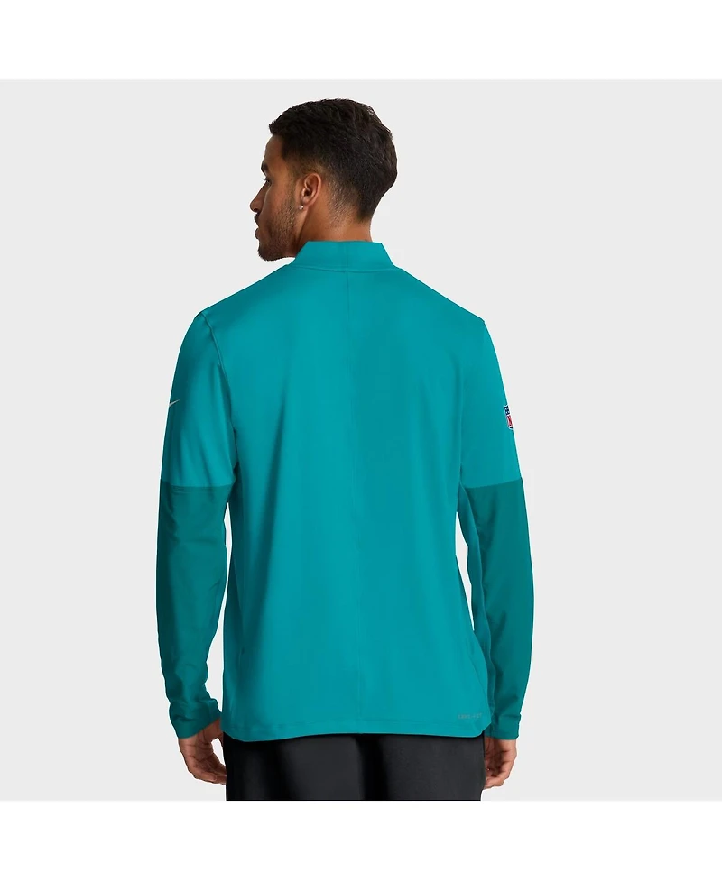 Nike Men's Aqua Miami Dolphins Sideline Dri-fit Half-Zip Pullover