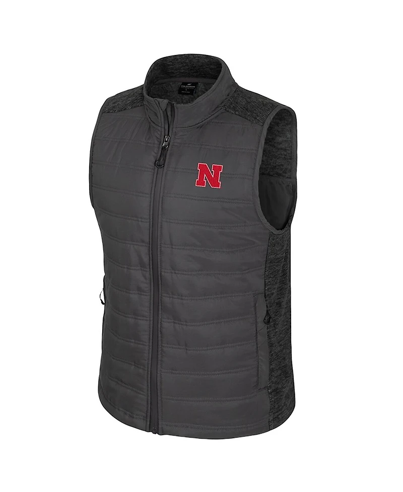 Colosseum Men's Charcoal Nebraska Huskers Nightman Full-Zip Puffer Vest