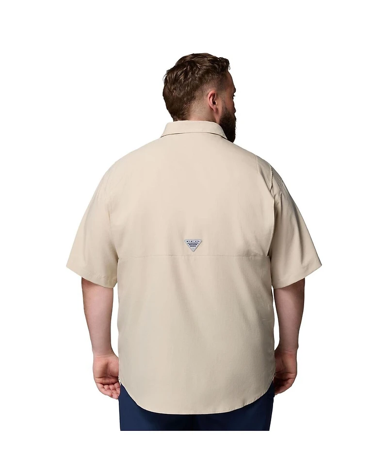 Columbia Men's Tan Texas Longhorns Big Tall Collegiate Tamiami Omni-Shade Full-Button Shirt