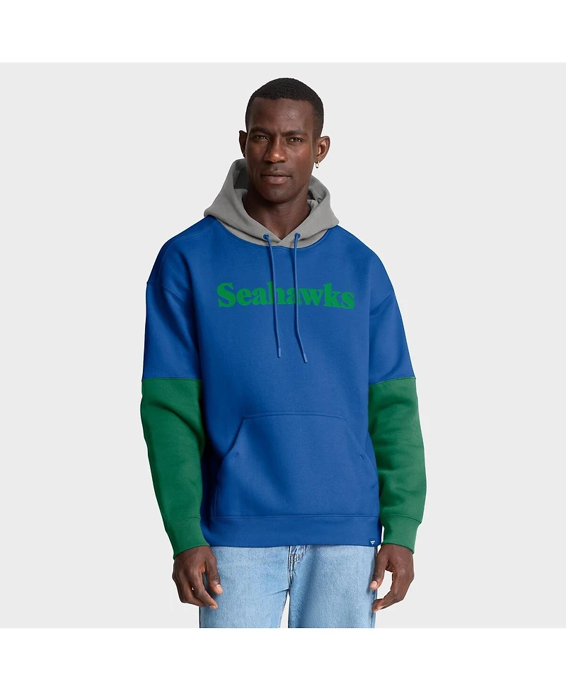 Fanatics Men's Royal Seattle Seahawks Helmet Retro Pullover Hoodie
