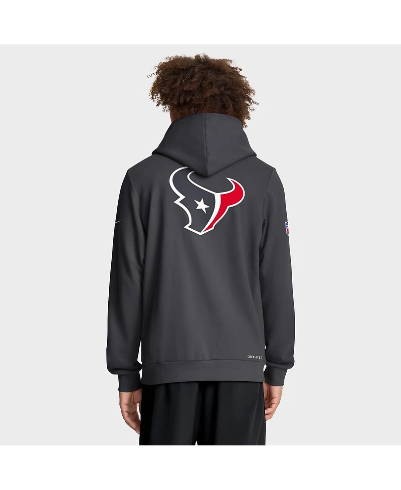Nike Men's Anthracite Houston Texans Sideline Standard Issue Utility Player Dri-fit Full-Zip Hoodie