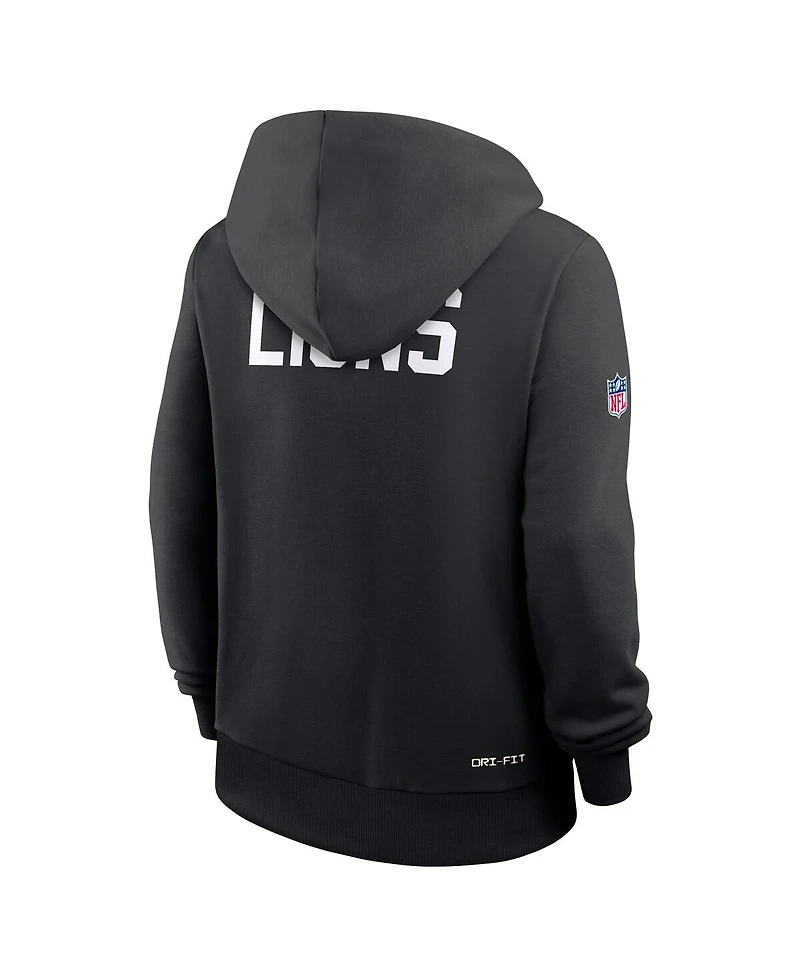 Nike Women's Black Detroit Lions Throwback Sideline Standard Issue Dri-fit Hoodie