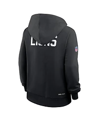 Nike Women's Black Detroit Lions Throwback Sideline Standard Issue Dri-fit Hoodie