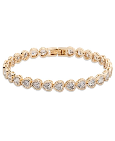 Givenchy Cubic Zirconia Crystal Stone Gold-Tone Heart Flex Bracelet