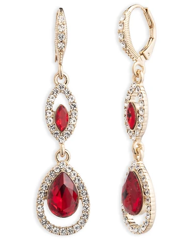 Givenchy Rhodium Emerald Silver-Tone Double Drop Earrings