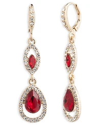 Givenchy Rhodium Emerald Silver-Tone Double Drop Earrings