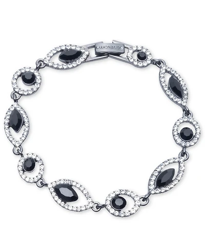 Givenchy Rhodium Glass Stone Silver-Tone Flex Bracelet