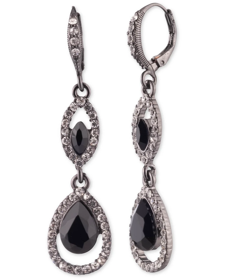 Givenchy Rhodium Emerald Silver-Tone Double Drop Earrings