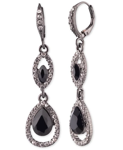 Givenchy Rhodium Emerald Silver-Tone Double Drop Earrings