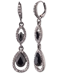 Givenchy Rhodium Emerald Silver-Tone Double Drop Earrings