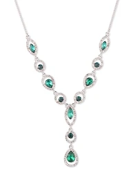 Givenchy Rhodium Emerald Stone Silver-Tone Y Necklace