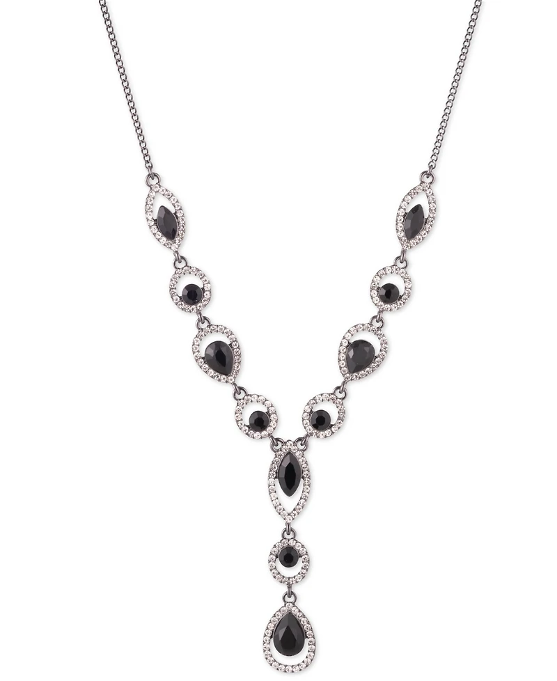 Givenchy Rhodium Emerald Stone Silver-Tone Y Necklace