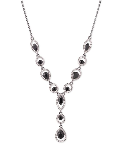 Givenchy Rhodium Emerald Stone Silver-Tone Y Necklace
