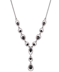 Givenchy Rhodium Emerald Stone Silver-Tone Y Necklace