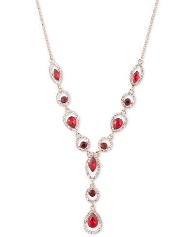 Givenchy Rhodium Emerald Stone Silver-Tone Y Necklace