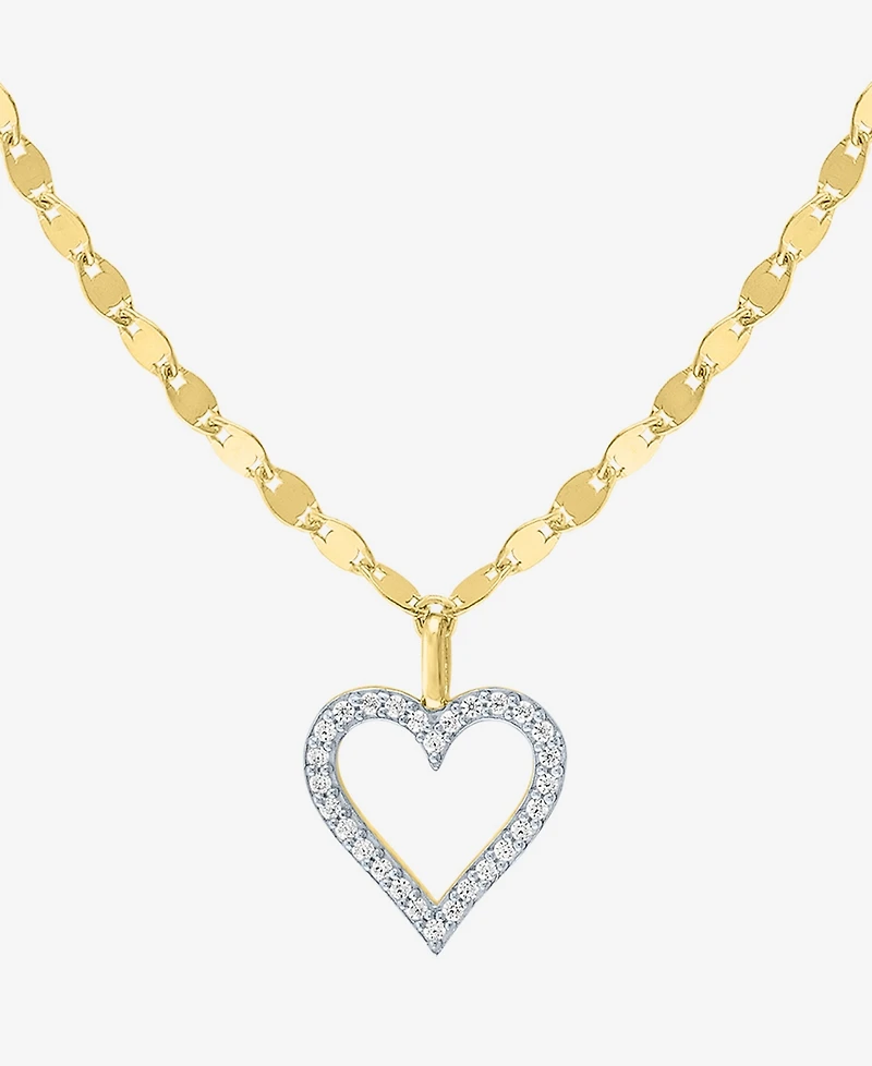 Macy's Diamond Pendant Necklace (1/10 ct. t.w.) in 14k Yellow Gold Over Sterling Silver