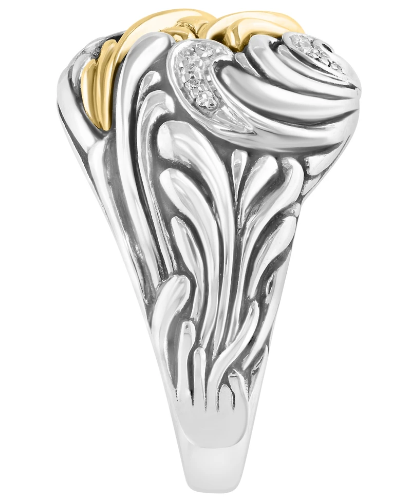 Effy Collection Diamond Ring (1/20 ct. t.w.) in Sterling Silver and 14K Yellow Gold