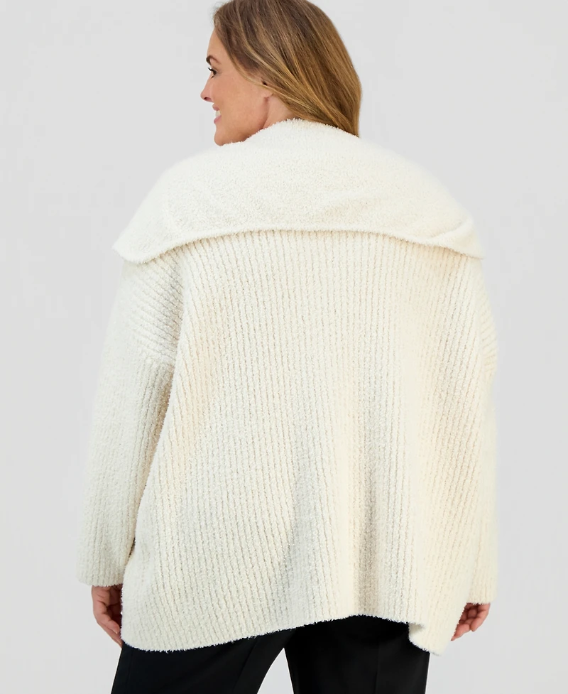 Jones New York Plus Wide-Collar Cardigan Sweater