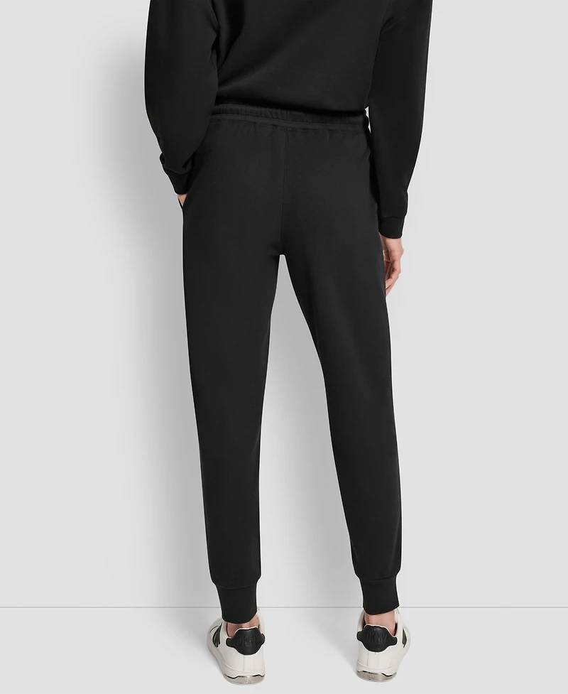 Dkny Women's Stacked Mini Rhinestone Logo Relaxed Cuff Jogger
