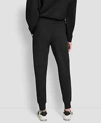 Dkny Women's Stacked Mini Rhinestone Logo Relaxed Cuff Jogger