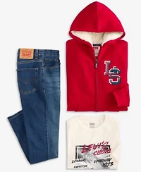 Levis Big Boys Zip Hoodie T Shirt 511 Slim Fit Stretch Performance Jeans