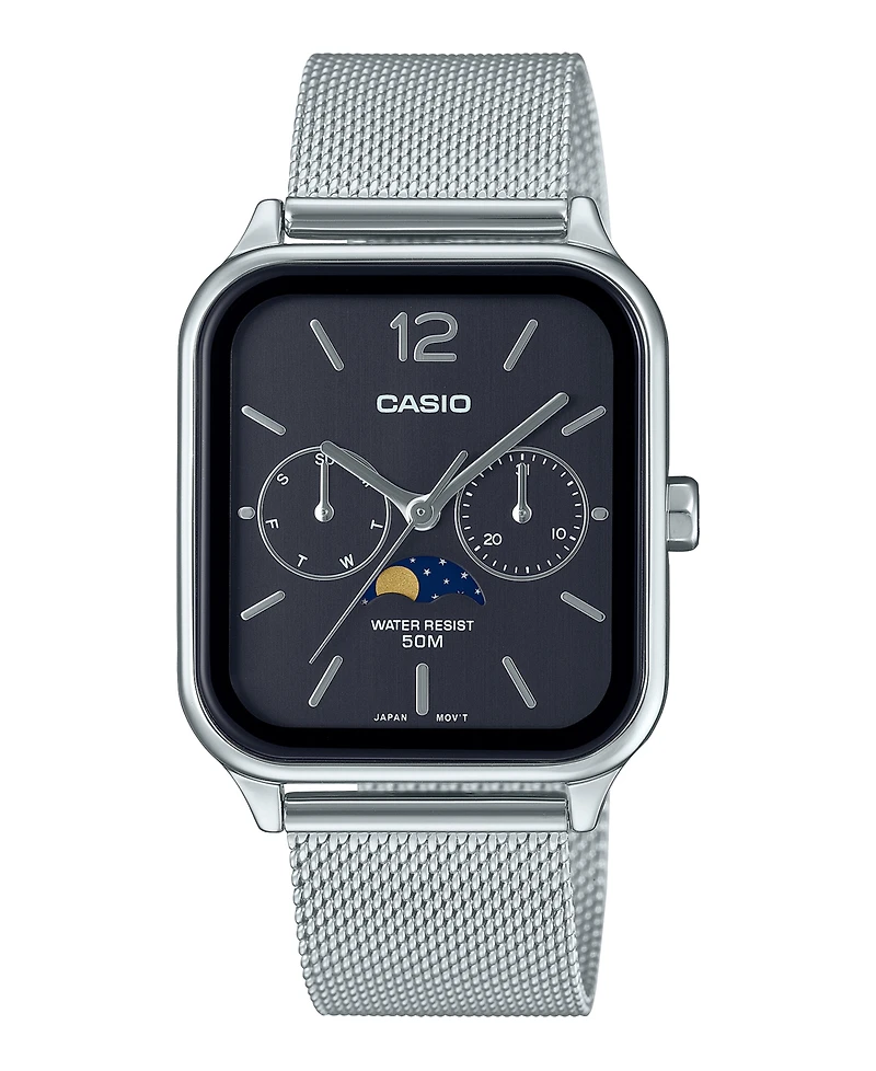 Casio Men's Silver-Tone Stainless Steel Watch, 34mm