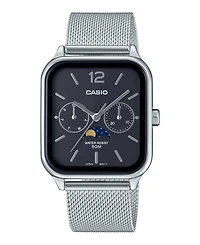 Casio Men's Silver-Tone Stainless Steel Watch, 34mm