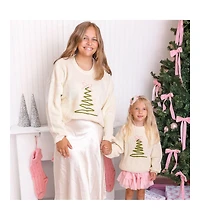 Sweet Wink Toddler Girls Coquette Christmas Tree Knit Sweater