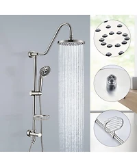 Rainsken Brushed Nickel Bathroom Shower Head and Handheld Showerhead Combo Shower System, 8 inch Top Shower and 5 Jets Handheld Shower