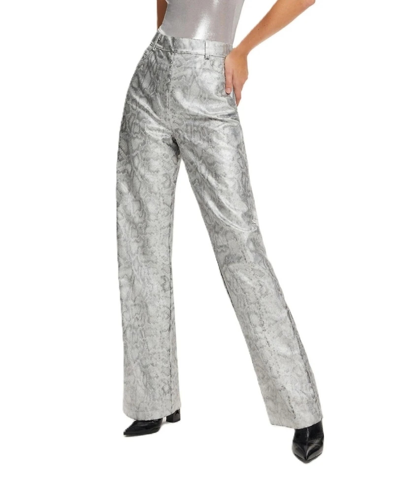 Nocturne Women's Silver Snake Print Pants
