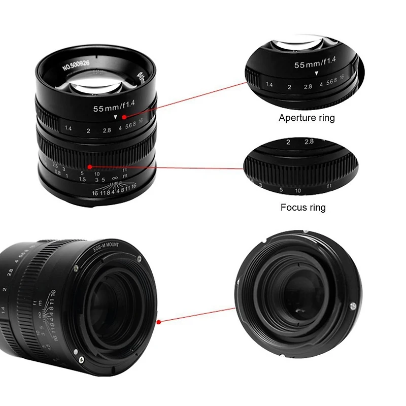7artisans Photoelectric 55mm f/1.4 Lens for Canon Ef-m Mount - Black