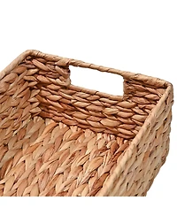 12" Hand-Woven Hyacinth Pantry Baskets with Chalkboard Labels and Handles (Set of 4)