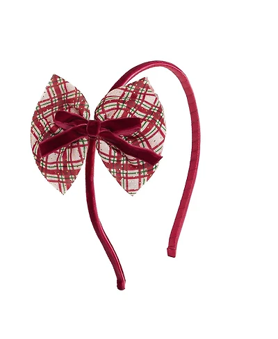 Sweet Wink Girls Christmas Plaid Layered Bow Headband