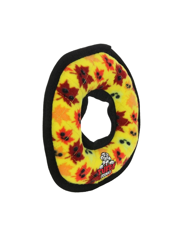 Tuffy Holiday Medium Ring Leaves 2 Pack, Durable Plush Squeaky Dog Toy