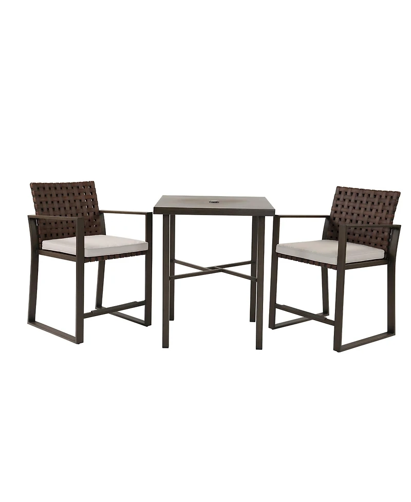 All-Aluminum Wicker Cushion Chat Set - 3 Pieces