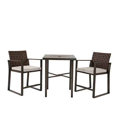 All-Aluminum Wicker Cushion Chat Set - 3 Pieces