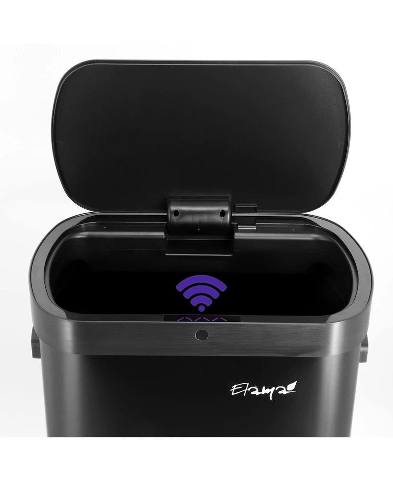 Elama 13 Gallon Automatic Sensor Hands Free Trash Can in Black